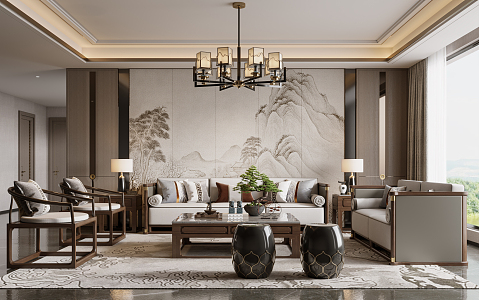 New Chinese Living Room 3d model