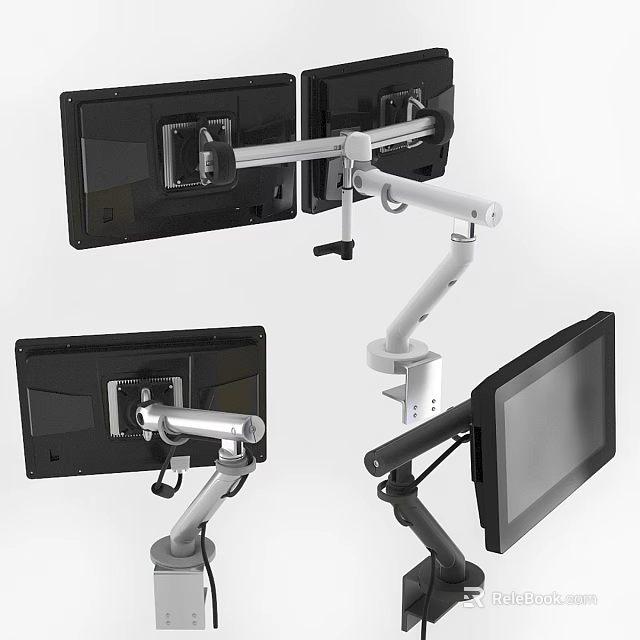 Ergonomic Computer Monitor Stands With Adjustable Arms Multiple Angles And Desk Mount Design 3d model 