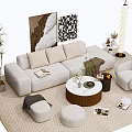 Modern Sofa Coffee Table Combination Lazy Sofa Multiplayer Sofa Decorations 3d model