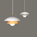 Minimalist Modern Hanging Pendant Lights Featuring Layered Colorful Shades And Circular Bulbs
