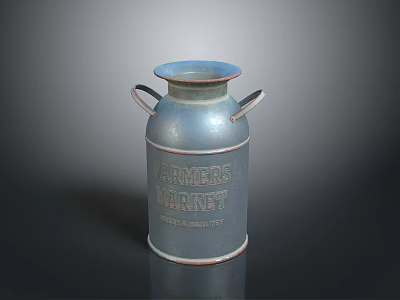 Vintage Blue Milk Can With Handles For Twiner's Market Home Decor 3d model