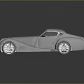 Silver Sleek Vintage Sports Car with Metallic Finish and Retro Design Elements
