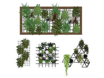 Potted Plants Vertical Garden Wall Multi Layer Shelves Grid Triangular Racks Indoor Decor 3d model