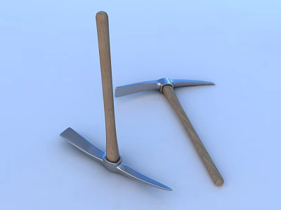 High Quality Hardware Tools Pickaxes With Wooden Handles And Metal Heads 3d model