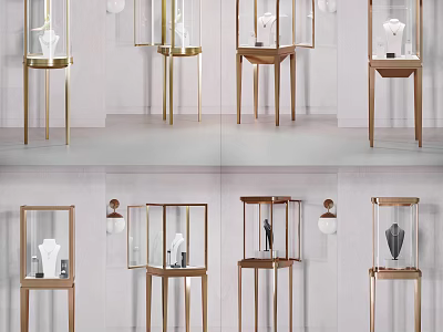 Modern Stylish Display Shelves With Metal Frame And Glass Doors For Showcasing Items 3d model