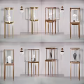 Modern Stylish Display Shelves With Metal Frame And Glass Doors For Showcasing Items