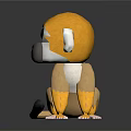 Cute Cartoon 3D Monkey with Big Black Eyes Yellow Brown Fur Sitting on Black Background