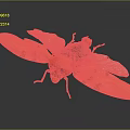Vibrant Red Insect With Orange Wings And Black Spots On Dark Surface