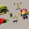 Colorful Building Blocks With Mechanical Parts For Creative Vehicles And Structures 3d model