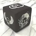 Black Cube Ottoman With White Skull Wings Sunglasses Decorative Patterns Stylish Home Decor