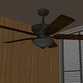 Quiet ancient ceiling fan light 3d model
