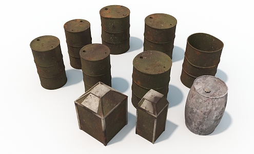 Iron Barrel Oil Barrel Iron Box Wine Barrel Vintage Barrel 3d model