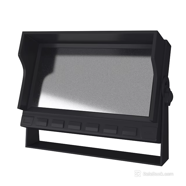 Sleek Black Computer Monitor With Stable Stand And Control Buttons 3d model 
