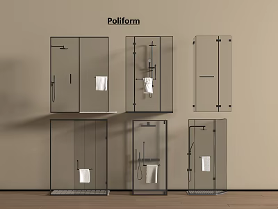 Poliform Modern Shower Sauna Designs Featuring Transparent Glass Various Models And Interior Details 3d model