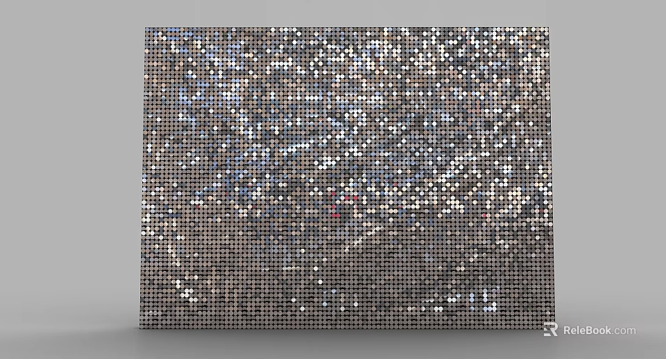 Metallic Shiny Board with Small Particles Mosaic Effect Silver Gray Tone and Blue Purple Reflections 3d model 