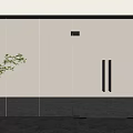 Modern Office Glass Partition Door With Green Plant And Interior Design