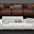 Three-seat sofa multi-person sofa leather sofa 3d model