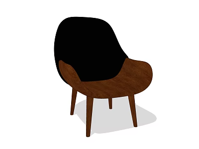Modern Wooden Leisure Chair With Black Upholstered Back Seat And Armrest Design 3d model