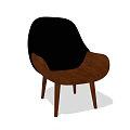 Modern Wooden Leisure Chair With Black Upholstered Back Seat And Armrest Design