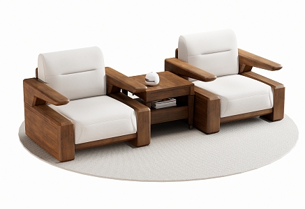 New Chinese Style Single Sofa Leisure Chair Single Chair 3d model