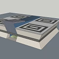 Modern Museum Building With Geometric Glass Structure And Stone Wall Design