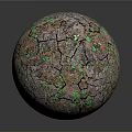 Cracked Sphere With Earth Tone Surface And Green Plants Growing Through Cracks