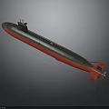 Red And Black Submarine Watercraft With Modern Streamlined Design And Propeller