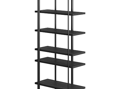 Modern Minimalist Storage Shelving Unit With Wooden Shelves And Metal Frame 3d model