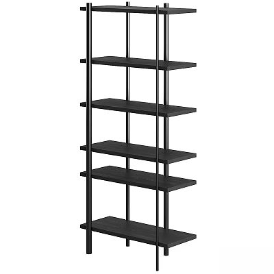 Modern Minimalist Storage Shelving Unit With Wooden Shelves And Metal Frame 3d model