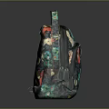 Stylish Dark Colored Backpack With Colorful Cat Patterns And Handle Strap