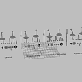 Golden Bathroom Faucet Set With Multiple Shower Heads And Accessories On Gray Countertop