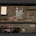 Assorted Hardware Tools Stored in Open Vintage Wooden Toolbox with Organized Compartments