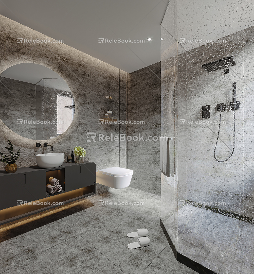 Modern Bathroom Minimalist Study Bathroom 3d model