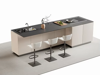 Western Kitchen Bar Nakajima Dining Table and Chair Dining Island Table 3d model