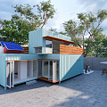 Modern Container Building Container Shop Container Cafe Cultural and Creative Container Public Building Small Building Post Building 3d model