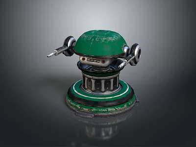 Green Mechanical Device With Round Top Metal Components And Stable Base Structure 3d model