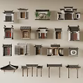 Chinese Courtyard Door Ancient Building Door Head Building Component Archway 3d model