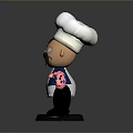 Cartoon Chef Figure With White Hat Black Hair Beard And Pink Gloves