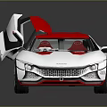 Stylish White And Red Sports Car With Open Gullwing Doors TYCO Front Design