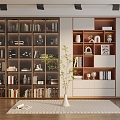 Bookcase Decorative Cabinet Book Decoration Plant 3d model