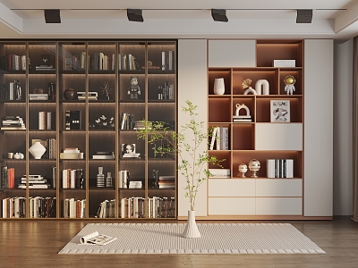 Bookcase Decorative Cabinet Book Decoration Plant 3d model