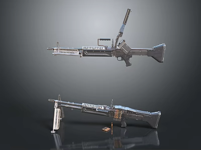Tactical Military Weapons Featuring Metal Rifles And Machine Gun Designs 3d model