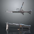 Tactical Military Weapons Featuring Metal Rifles And Machine Gun Designs