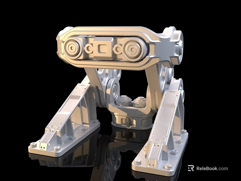 Silver Mechanical Robot Leg Structure With Metallic Joints And Reflective Surface 3d model 