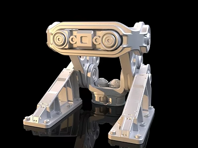 Silver Mechanical Robot Leg Structure With Metallic Joints And Reflective Surface 3d model