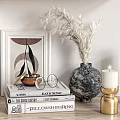 Quiet Ornaments Combination Ornaments Candlestick Vase Flower Furnishings Crafts Bookshelf Shelf Glasses Clock 3d model