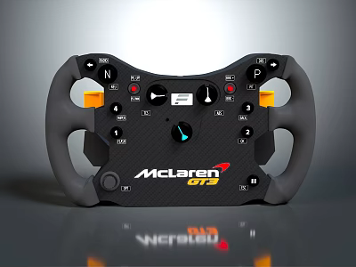 McLaren GT3 Gaming Steering Wheel With Carbon Fiber Design And Control Buttons For Entertainment 3d model