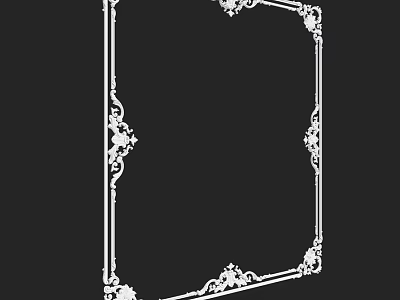 Ornate White Decorative Frame Component With Intricate Floral Patterns And Corner Details 3d model