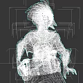 Red Feathered Bird Character With Fluffy Head Black Outfit And Glowing Object In Hand