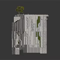 Modern Building Courtyard With Stone Walls Geometric Floor Vertical Gardens And Trees
